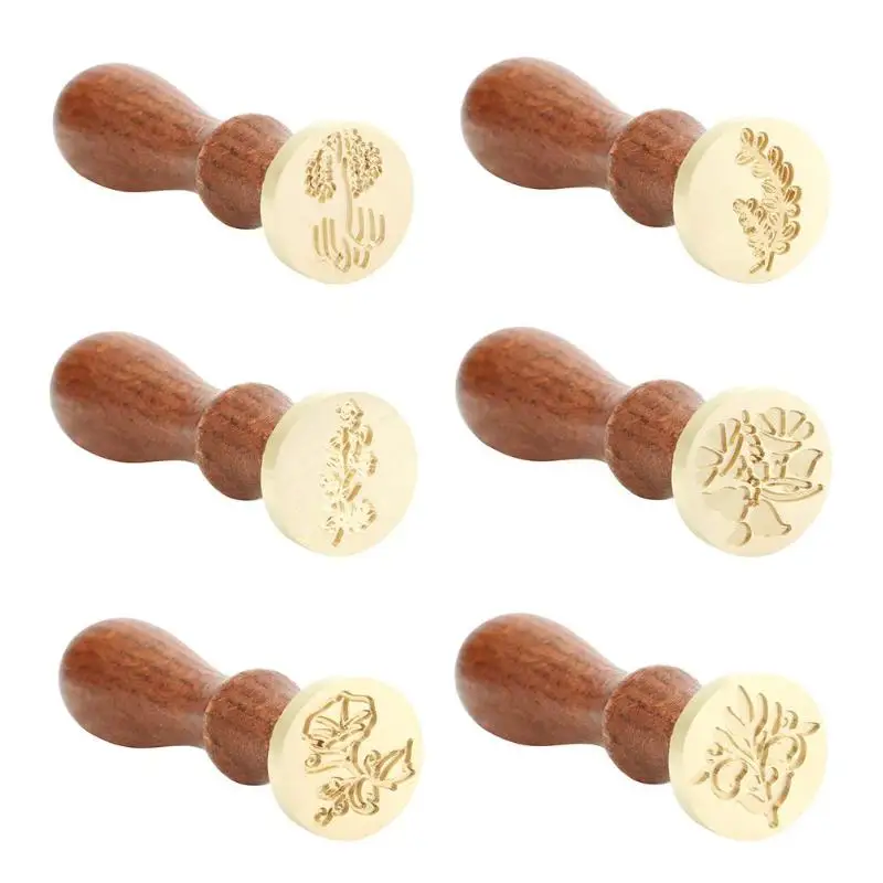 

Sealing Wax Stamp Antique Plant Tree DIY Envelope Card Decoration Wedding Love Rose Flower Letter Pattern Retro Wood Handle Seal