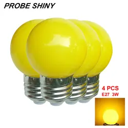 4 шт светодиодный Красочные E27 3 W желтый 110 V 220 V, 240 V, энергосберегающие светодиодный мяч для гольфа лампочки Глобус лампы Рождество лампы