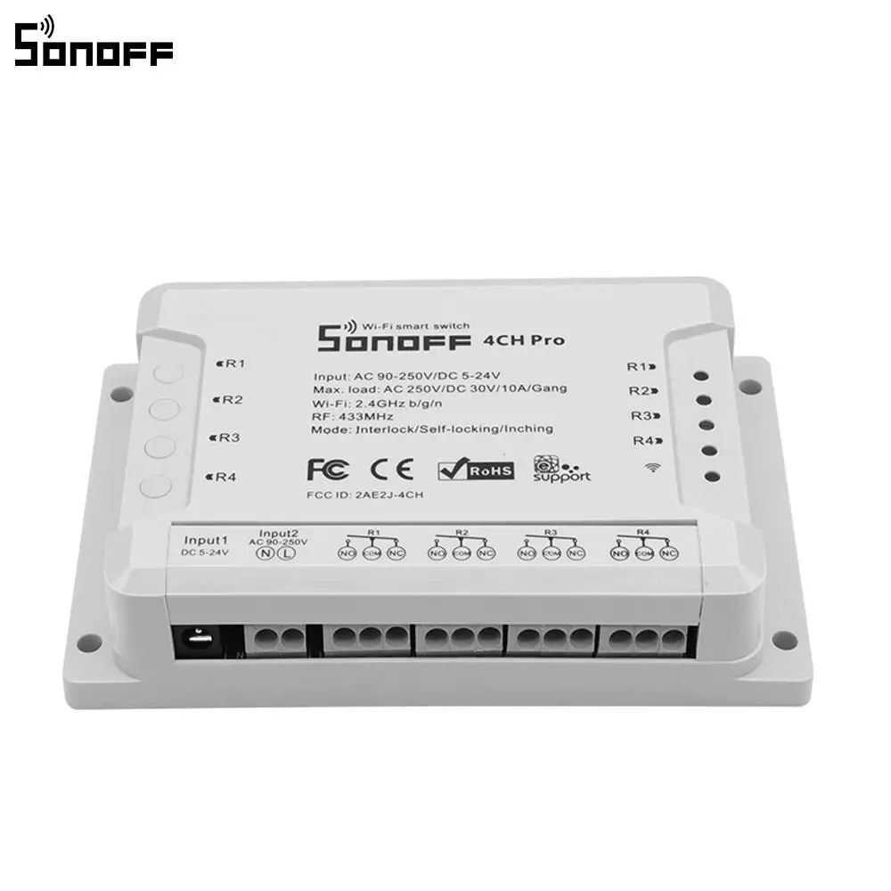 Интеллектуальный выключатель света Sonoff 4CH Pro R2 10A/Gang 4 канальный переключатель Wi Fi