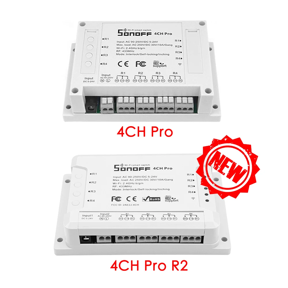Sonoff 4CH Pro и R2 Wi Fi Smart Switch банды 4 канала 433 мГц РФ дистанционного Wifi освещение