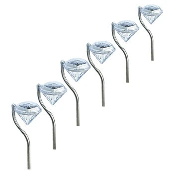 

6pcs color-changing diamond LED solar light solar garden light border or path backlight, outdoor solar light, wireless an