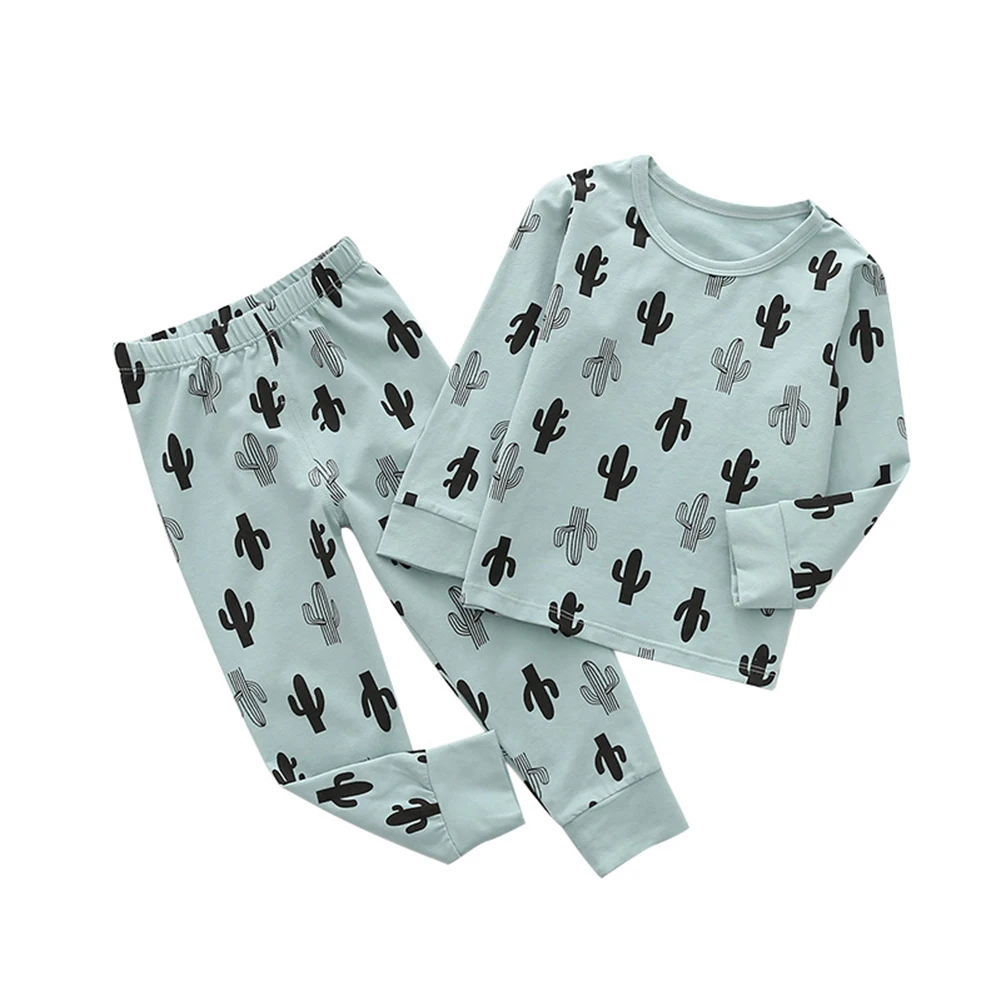 Kids Boys Girls 2pcs Pajamas Outfit Set Cotton Printed T-Shirt+Pants