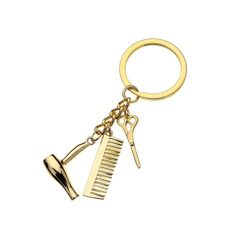 Cosmetologist Hair Dresser Silver Keychain Hair Dryer Scissor Comb Dangle Pendant Key Chain Car Ornament Accessories Cosmetologist Hair Dresser Silver Keychain Hair Dryer Scissor Comb Dangle Pendant Key Chain Car Ornament Accessories