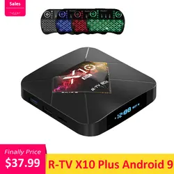 R-ТВ коробка X10 плюс Android 9,0 Smart ТВ BOX Allwinner H6 2,4G Wi-Fi 4 Гб Оперативная память + 32/64 GB Встроенная память Декодер каналов кабельного телевидения USB 3,0