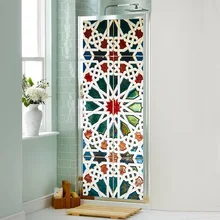 Калейдоскоп стеклянная дверная наклейка для ванной комнаты ремонт двери креативные самоклеящиеся обои декор для Дня благодарения для дома