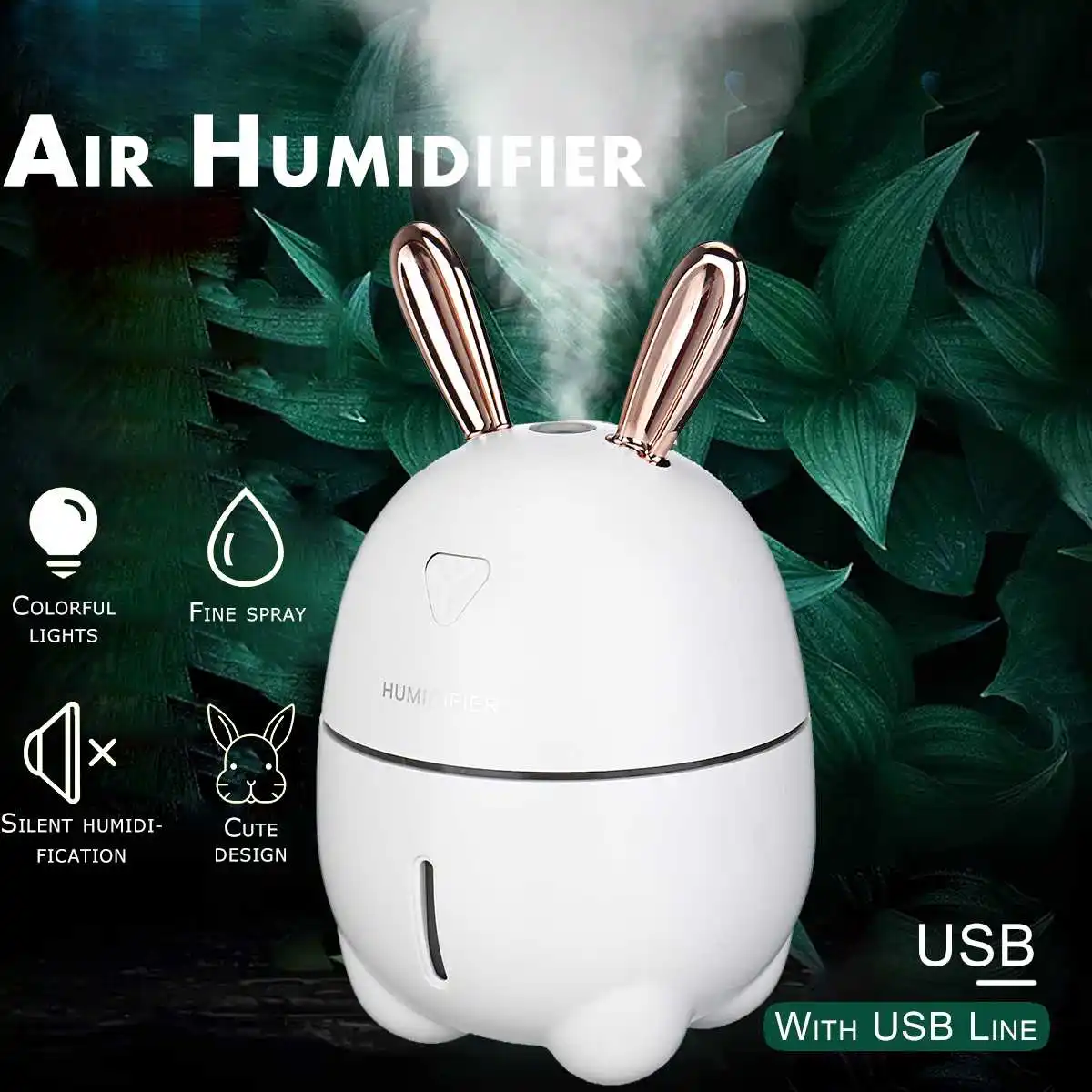 

Cute Deer Rabbit Nano Atomized Humidifier Night Light USB Charging Aromatherapy Essential Oil Diffuser Mist Maker Air Purifier