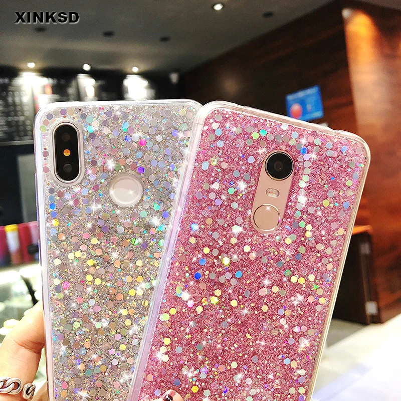Cute Glittle Bling Case For Xiaomi Mi 9 8 SE A2 lite Redmi Note 7 6 5 Pro 5 Plus Soft TPU Phone Case Mi9 Mi8 lite SE Cover