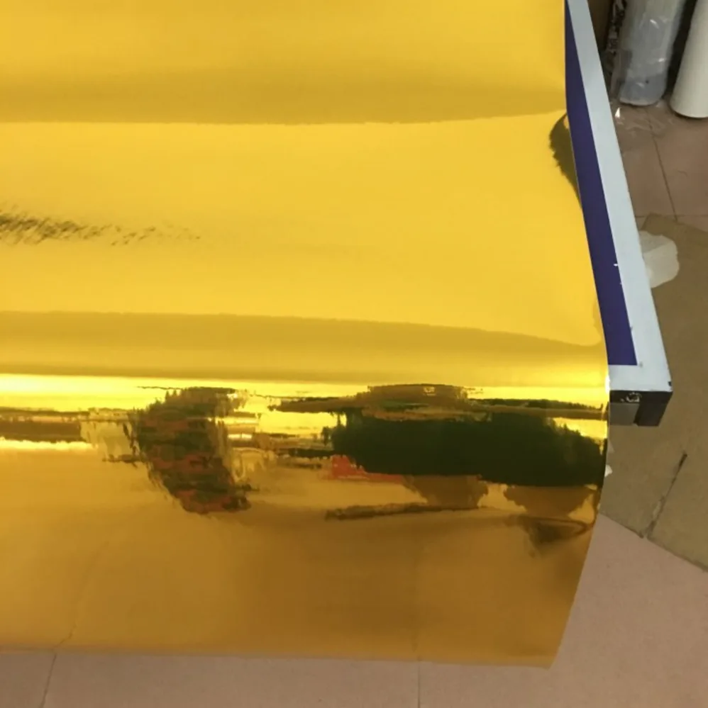  50cmx500cm High Stretched Gold Chrome Mirror Film Car Decoration DIY Wrapping Sheet Auto Stickers D