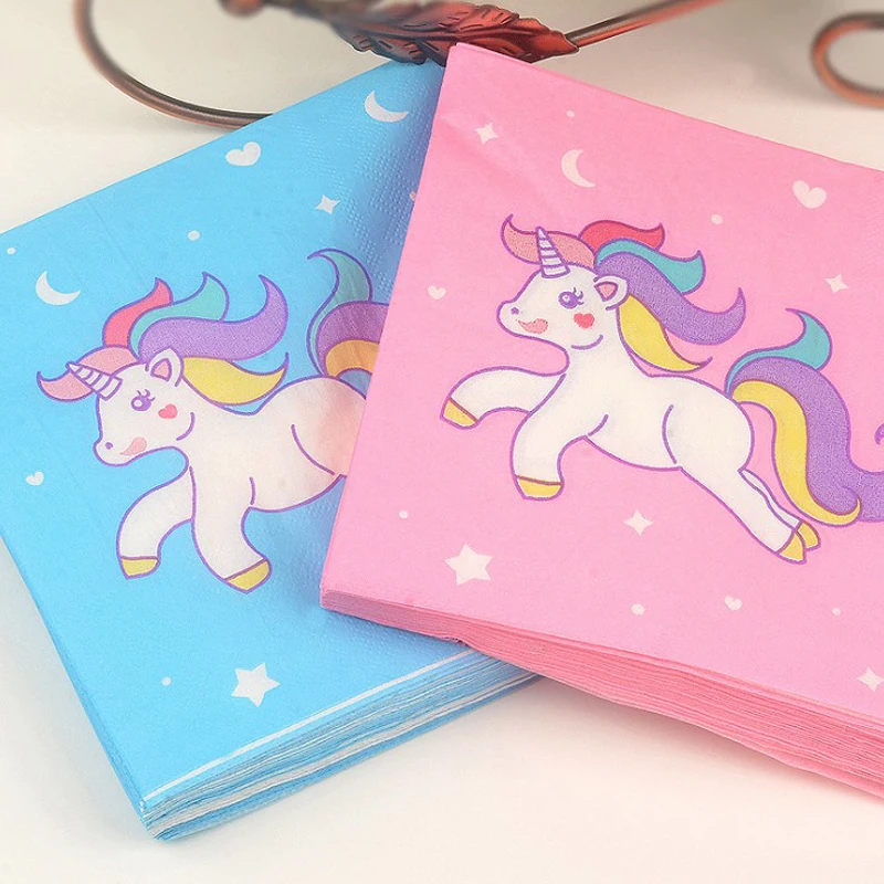 

20 Pcs/pack 33cm * 33cm Lovely Unicorn Paper Napkins For Kids Birthday Party Wedding Tissue Napkin