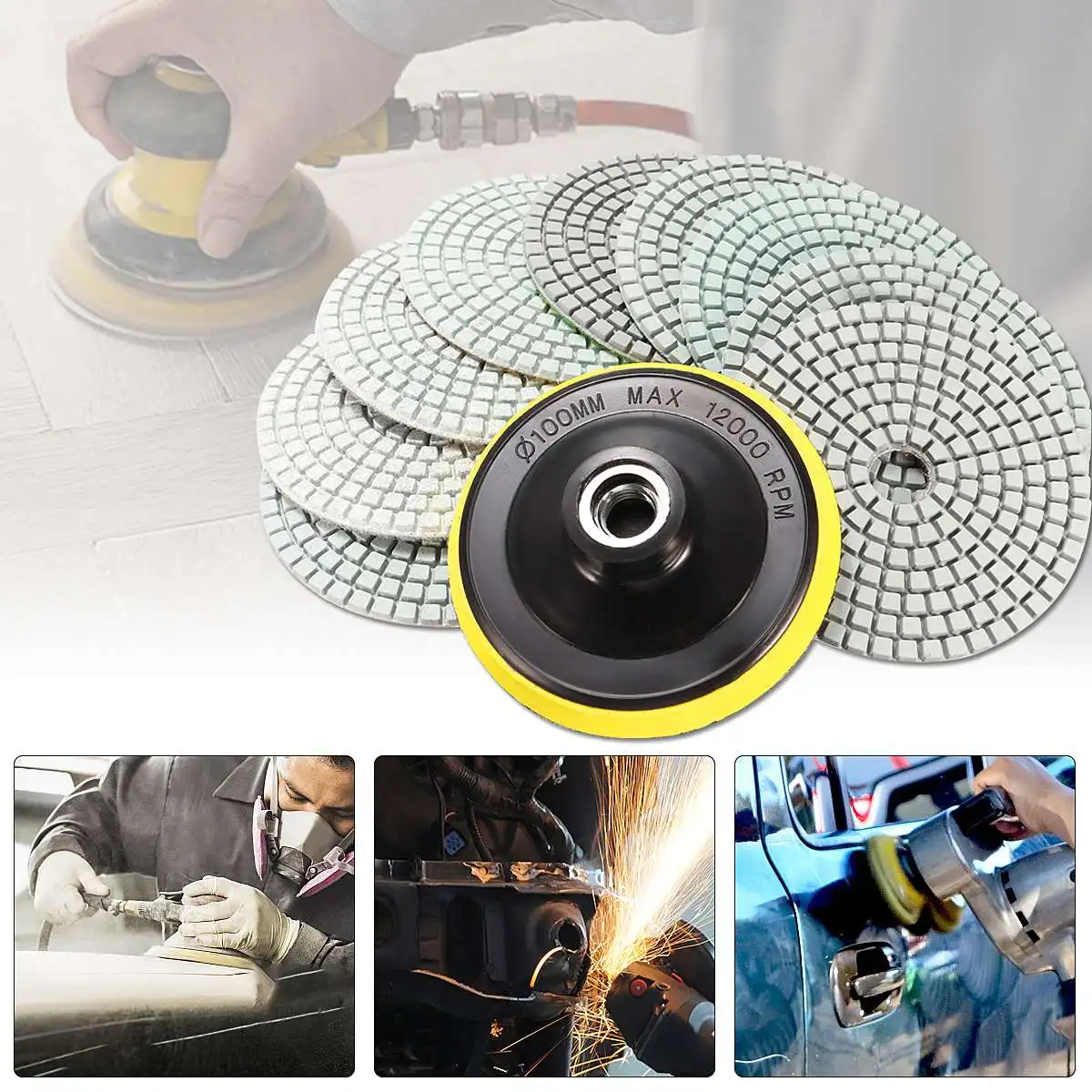 

10PCS Wet/Dry Diamond Polishing Pads 4 Inch For Granite Stone Concrete Marble Polishing Use Grinding Discs Set