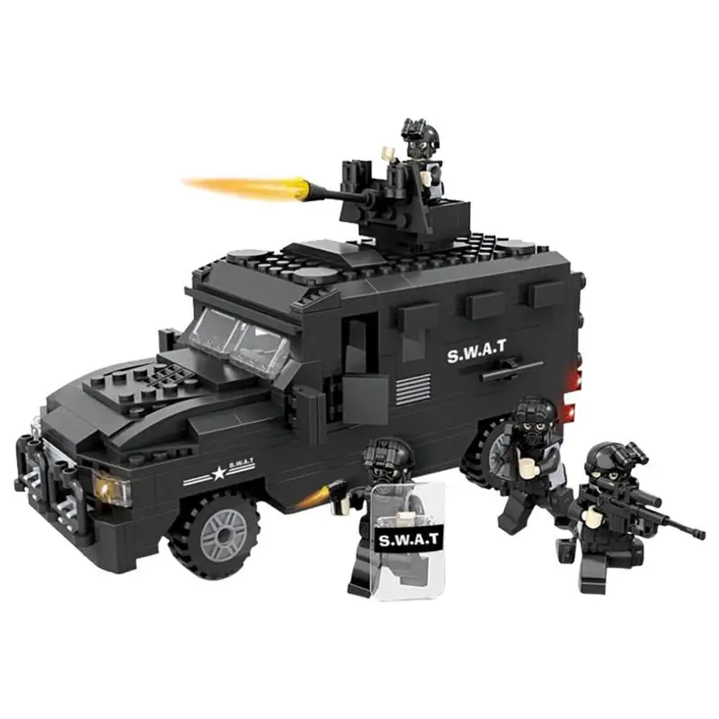 

Toy For Children Small Particle Building Puzzle Special Police Explosion-proof Vehicle 423 PCS Children's Puzzle Toys Gift