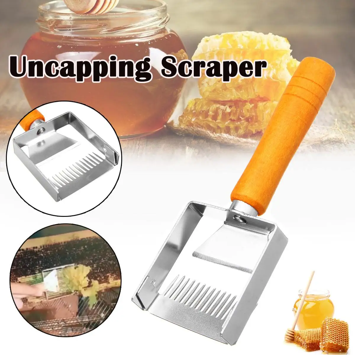 

Beekeeping Uncapping Scraper Honey Fork Honeycomb Honey Scraper Tools Wooden Handle Beekeeping Equipment