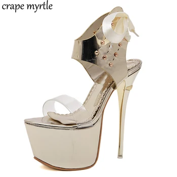 

ankle strap heels Summer Platform Sandals Women High Heels Open Toe Gladiator Nightclub sandalias transparentes tacon YMA774