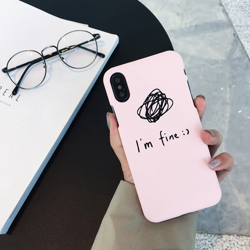 Pushingbest творческий простой с надписью I'm Fine мобильный чехол для телефона Apple IphoneX 6