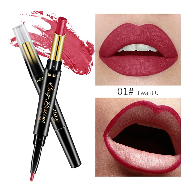 

Sale Double Ended Lipliner Pencil Long Lasting Lipstick Wateproof Matte Professional Cosmetics Nude Makeup Tools