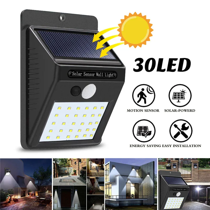 

8/12/20/25/30/40 LED Solar Lamps Solar Power PIR Motion Sensor Wall Light Outdoor Waterproof Street Yard Path Home Garden Lamp
