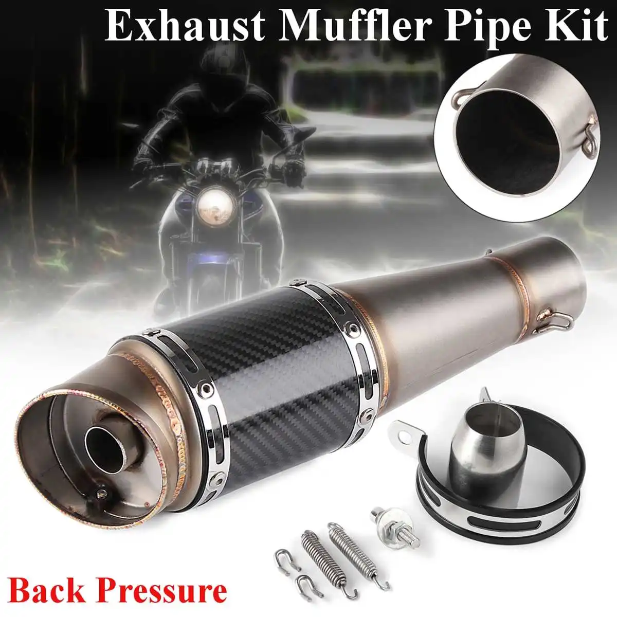

Left/Right Universal Motorcycle Exhaust Innet 38-51mm L:360mm Motorbike Exhaust Muffler Escape for Honda for Yamaha for kawasaki