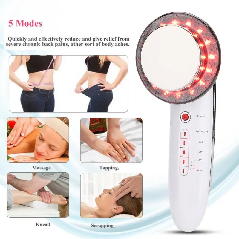 

6 In 1 EMS LED Galvanic Ion Face Beauty Machine Ultrasonic Body Slimming Anti Cellulite