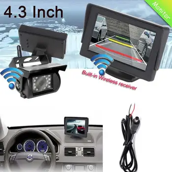 

2.4G Wireless Car Rear View Backup Camera System Night Vision Vehicle Camera With 4.3 Inch Monitor For 12-24V Truck Trailer