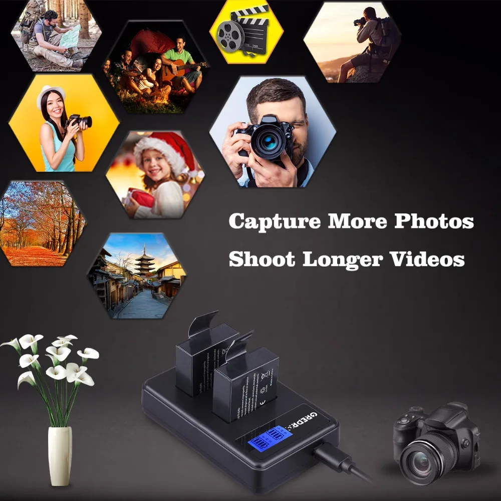 2pcs SJ4000 Batteries Sjcam Battery+LCD Dual USB Charger for SJCAM Sj 4000 SJ5000 Sj5000x SJ6000 Sj7000 Sj8000 Sj9000 Wifi M10