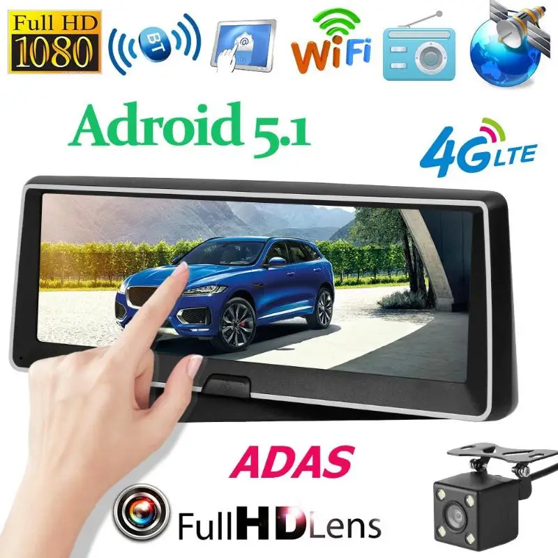 

782 7.84 inch 1080p HD 4G Android 5.1 Car DVR Camera Dual Lens Dash Cam full screen touch wifi loop recording function ADAS warn