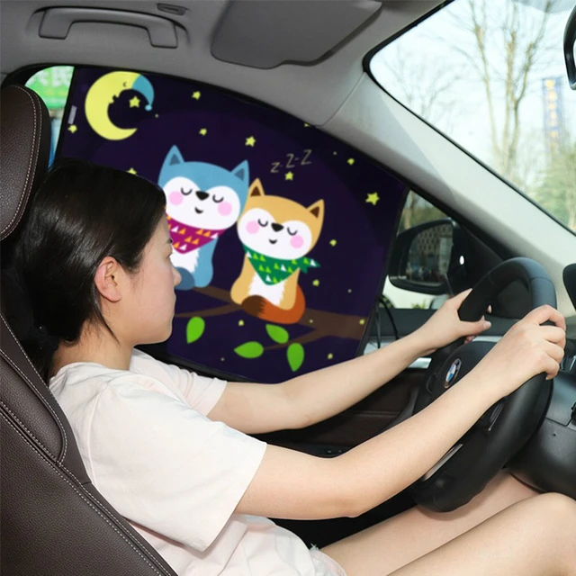 Universal Car Sun Shade Cover UV Protect Curtain Side Window Sunshade Cover For Baby Kids Cute Cartoon Car Styling 2