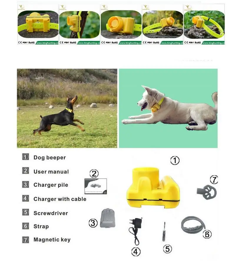 Желтый цвет спортивные охотничьи ошейники для собак ошейник для обучения собаки 8 встроенных звуков пчеловода водонепроницаемый для маленьких больших dogs30.3
