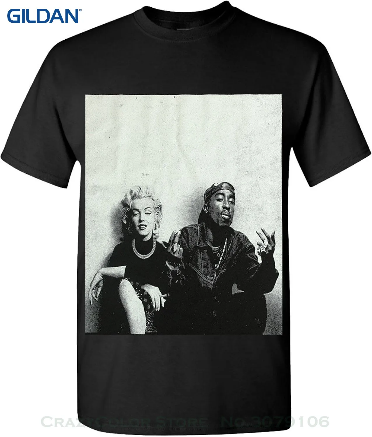 Print T-shirts Men Tupac Marilyn Monroe Couple Logo Hiphop Legend Graphic New Edition |