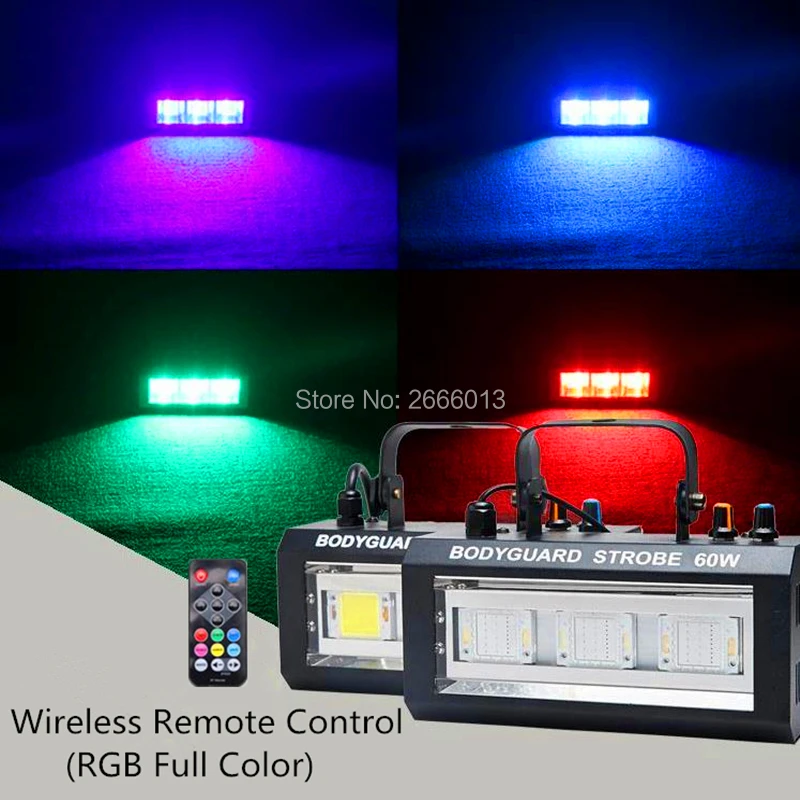 

Wireless Remote Control 60W RGB Flash Light Strobe Projector Stroboscopes Sound Control Stage Lighting DJ Disco LED Strobe Light