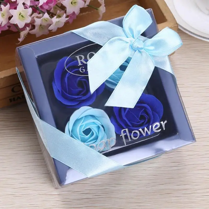 

12/18/3/4pcs Rose Flowers Scented Soap Bath Body Petal Perfumed Soap with Bowknot Packing Box Creative Valentine Day Gift