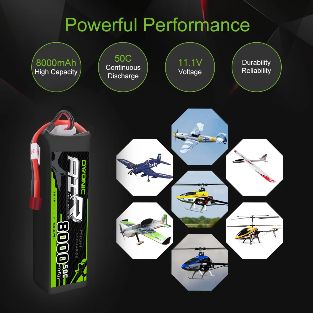 2 упаковки 11 1 V OVONIC 8000mAh 50C Lipo 3S батареи Deans вилка для 1/8 размера RC автомобиль