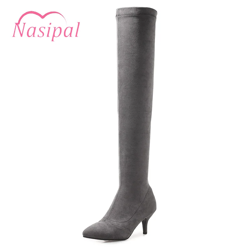 

Nasipal High Heels Pointed Toe Elastic Thigh High Long Boots Sexy Fashion Ladies Shoes Botas Mujer Over the Knee Stretch Boot