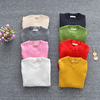 

Solid Color Pure Cotton Baby Sweater O-Neck Baby Clothing Basic Style kids Knitting Shirt