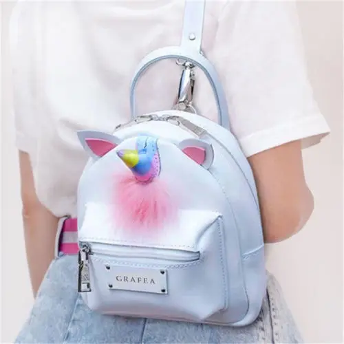 

Unicorn Fur PU Leather Mini Backpack Cute Women Shoulder Bag Handbag Girls School Bag 1pc