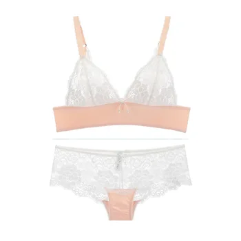 

2018 3/4 sexy lace bra briefs set loita bra set sexy girl ultra-thin transparent lace bra for women underwear S M L XL YY8609