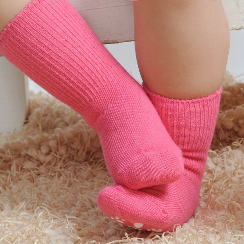 Карамельный Цвет Милая, для младенцев-мальчиков и девочек сплошной Цвет носки для малышей Нескользящие Повседневное носки для От 0 до 6 лет для мальчиков и девочек, хлопковые носки