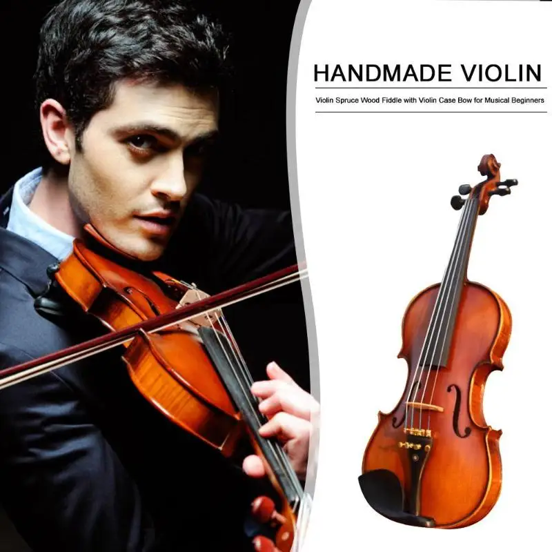 

Handmade Antique Matt Violin Spruce Wood with Violin Case Bow Shoulder Rest for Musical Stringed Instrument Lovers Beginners