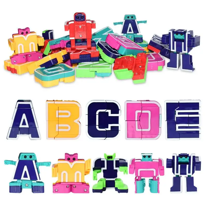

26 Letter Deformation Robots English Novelty Transforming Letter Toy Team Intelligence For Children Early Educational Toy