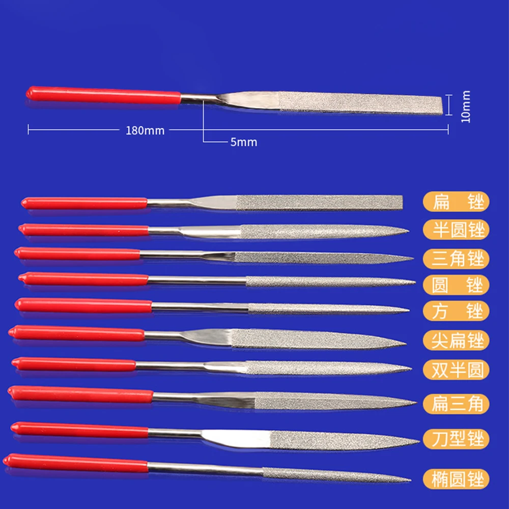 Shina 10pcs 5x180mm Diamond Needle File Coated Set Jewelry Precision Repair Tools Shina 10pcs 5x180mm Diamond Needle File Coated Set Jewelry Precision Repair Tools