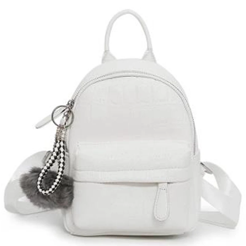 

Pu Leather Backpack With Serving Female Mochila Travel Backpack(White)