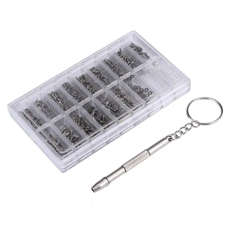 

1000pcs/set Micro Glasses Sunglass Watch Spectacles Phone Tablet Aluminum Steel Screws with Screwdriver Repair Tool Kits Box