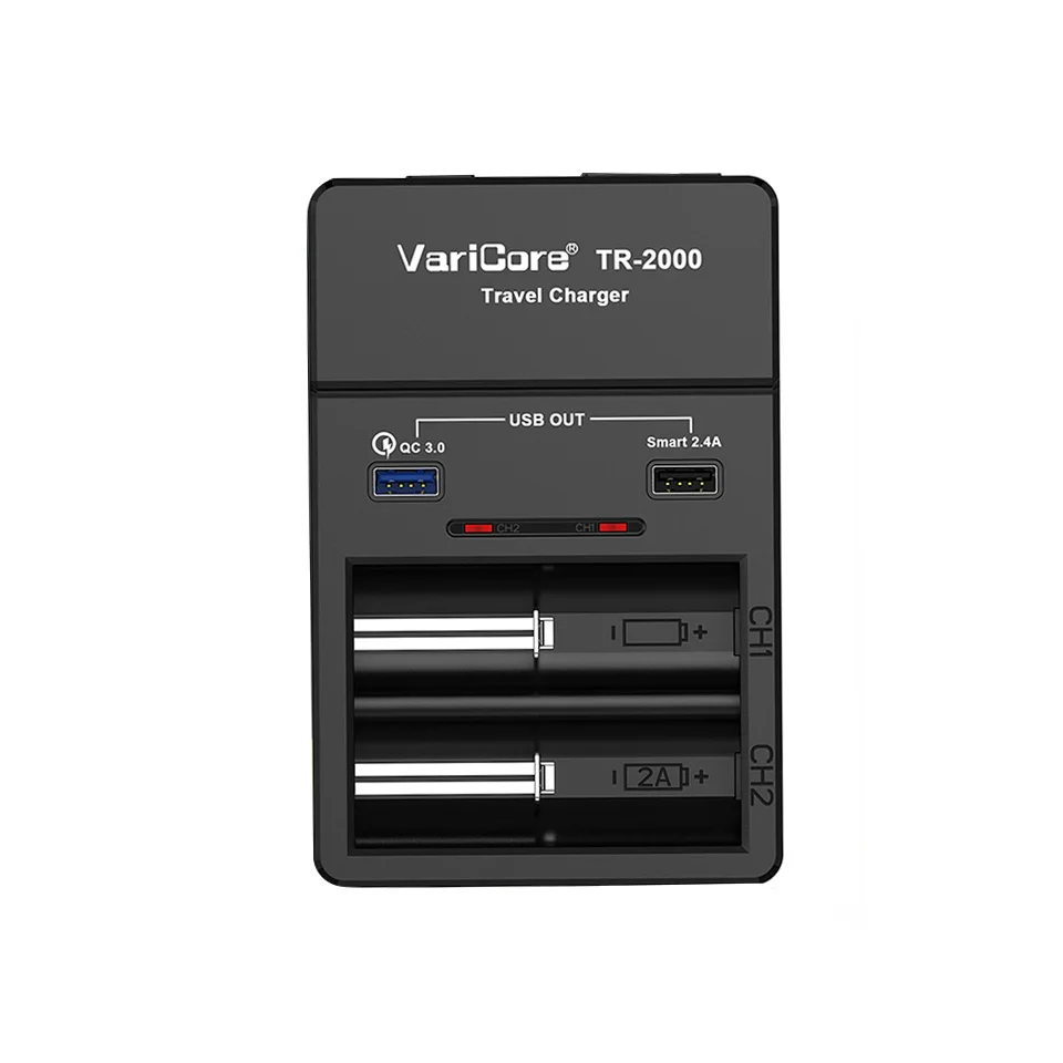 

Varicore Tr-2000 E-Cigarette Battery Charger Quick Charge 3.0 For 18650 26650 Aa Aaa Batteries And Qc 3,0/ Usb 5V Mobile Devic