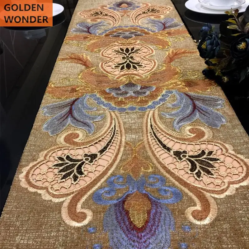 

Modern Luxury Simple Table Runner Chenille Embroidery European style Table Runners