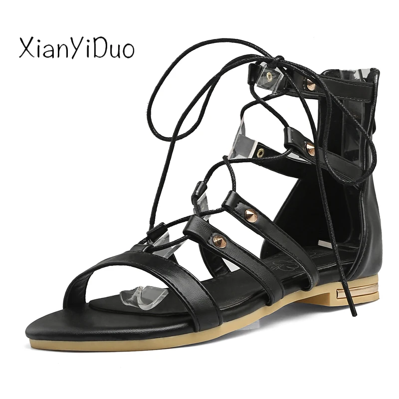 Xianyiduo2019 летняя модная женская обувь сандалии на плоской подошве с перекрестными