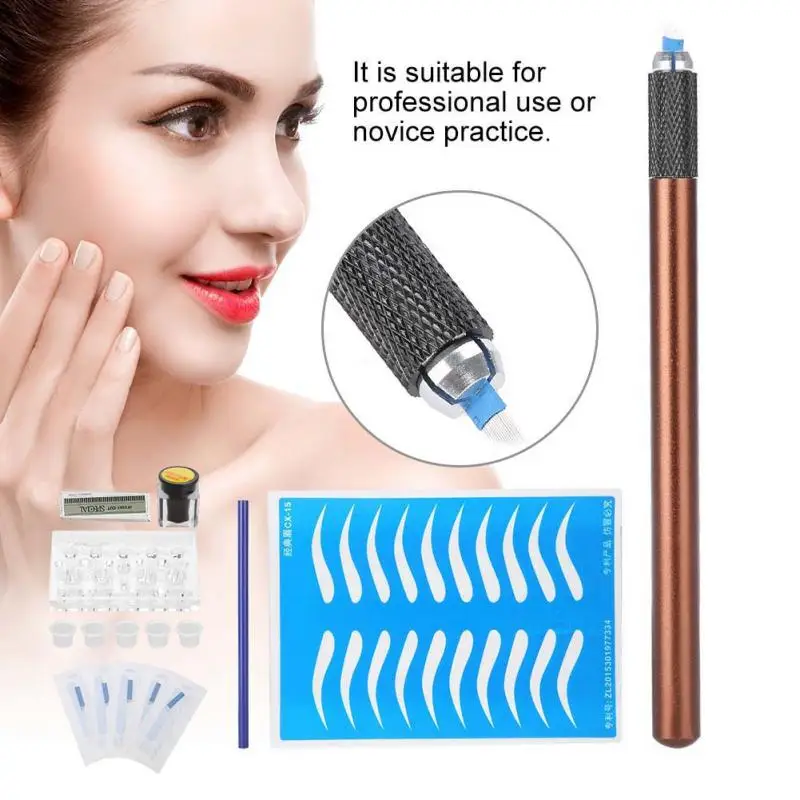 

Tattoo Tool Kit Medical Grade Stainless Steel Needle Tattoo Pen Microblading kit for Body Makeup Eyebrow Tattoo Pigment Kit