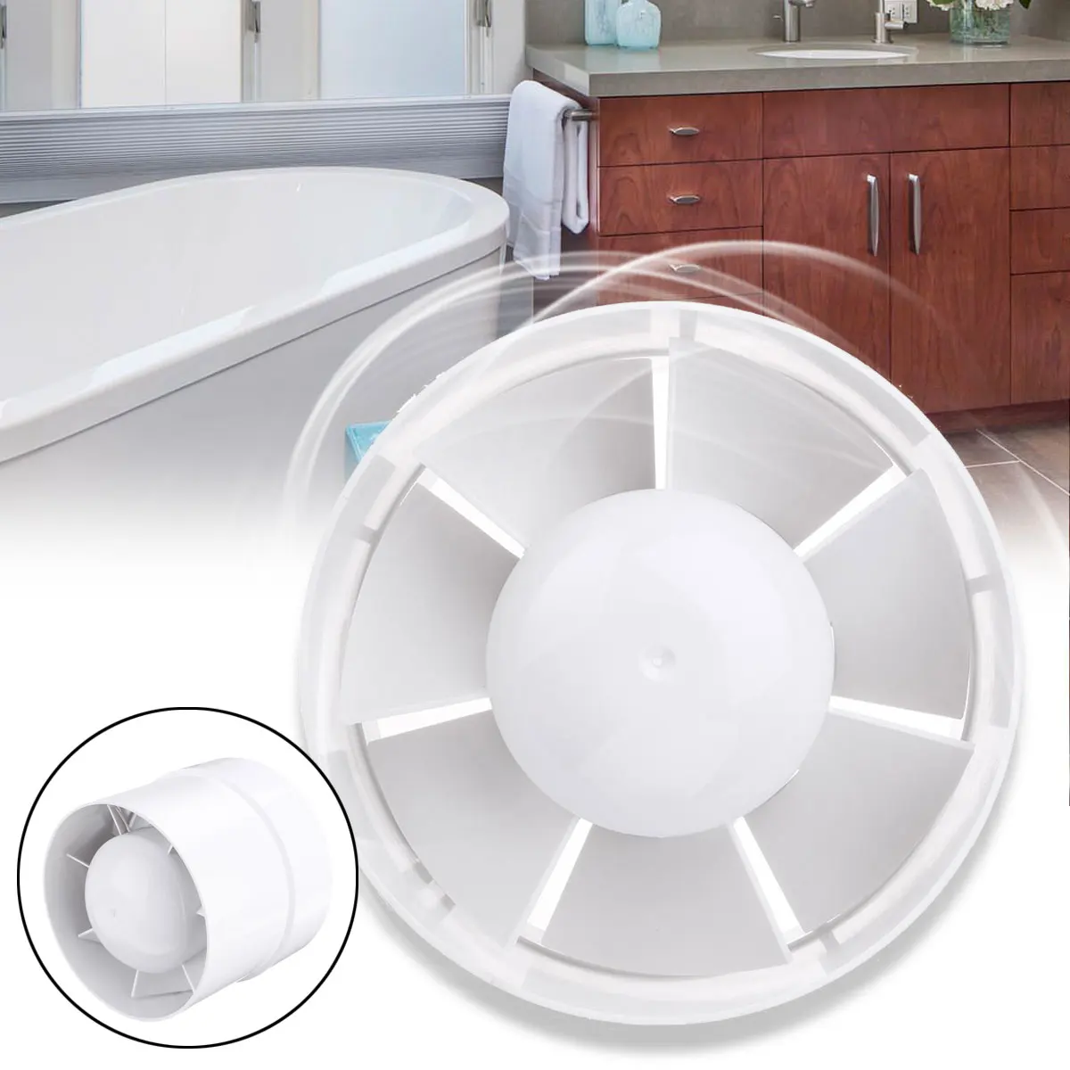 

4/5/6 Inch Dusted Inline Fan Bathroom Exhaust Ventilator Ventilation Fan Cooling Air Vent Kitchen Wall Ceiling Exhauster Booster