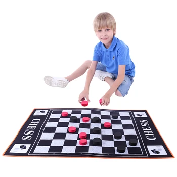 

92*70cm Giant Draughts Game Chess Play Mat for Children Family