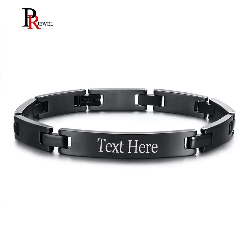 Персонализированная гравировка, нержавеющая сталь, ID браслеты для мужчин, идентификация, браслет-цепочка для мужчин, подарок на день рождения для мальчиков