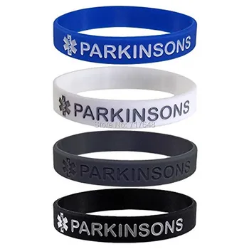 

100pcs PARKINSONS Medical Alert ID wristband silicone bracelets free shipping by epacket A