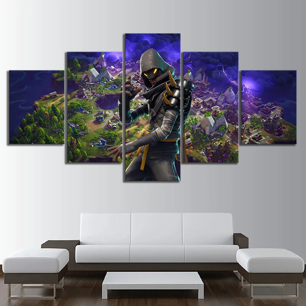 

5 Piece Fortnight Battle Royale Game Poster Paintings on Canvas Fort Cartoon Nite Wall Pictures Decor Canvas Wholesale